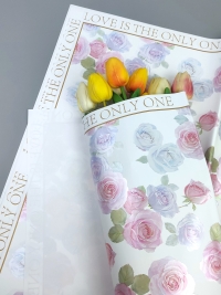 Пленка матовая 58смх58см 20 листов 65мкм Розы белый