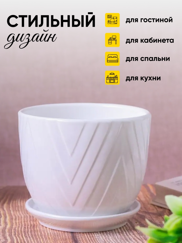 Кашпо керамика 14х14х12,5см TX55324 белый Кашпо керамика 14х14х12,5см TX55324 белый
