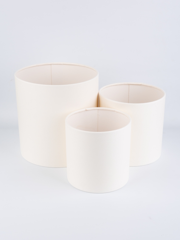 Коробка цилиндр набор из  3шт d21хh21 - d14хh14см б/крышки белый