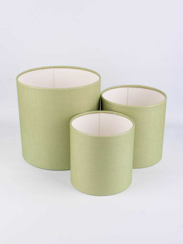 Коробка цилиндр набор из  3шт d21хh21 - d14хh14см б/крышки оливковый