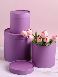 Коробка цилиндр набор из  3шт. 20х22см черника