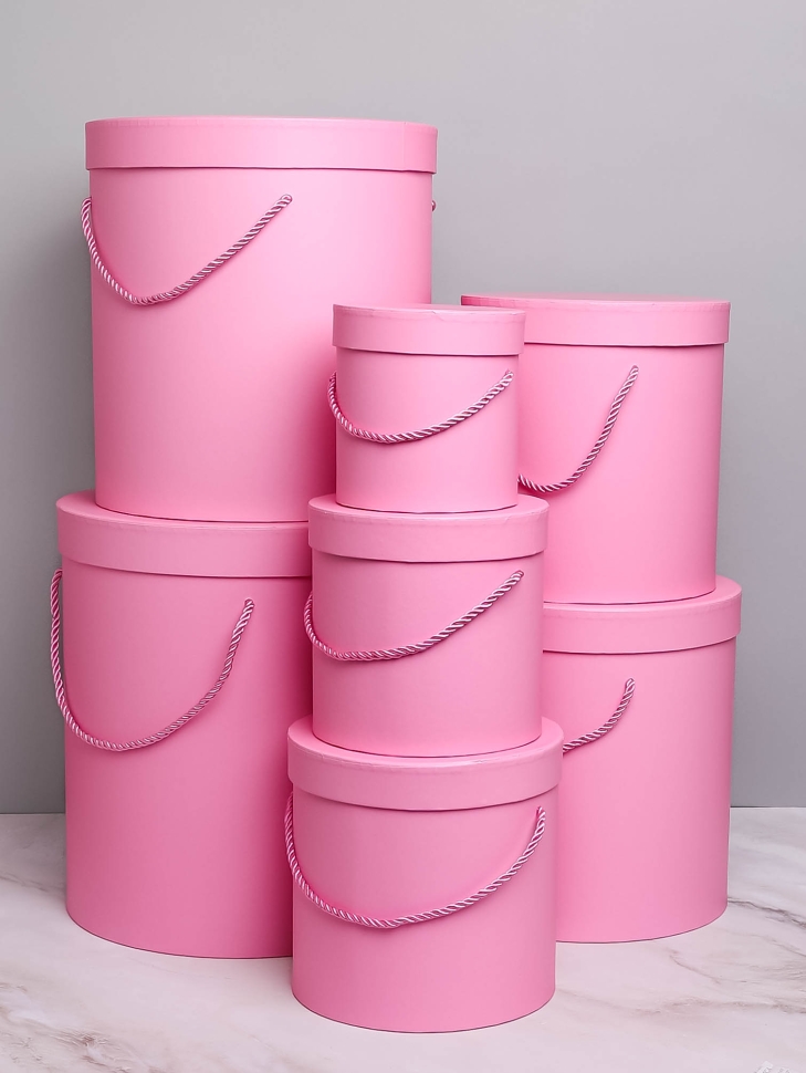 Коробка цилиндр набор из 7шт h30хd28см розовый Коробка цилиндр набор из 7шт h30хd28см розовый