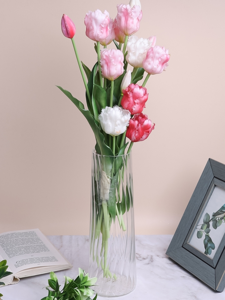 Ваза стекло Коническая H30 D11 D8 К Волна прозрачный