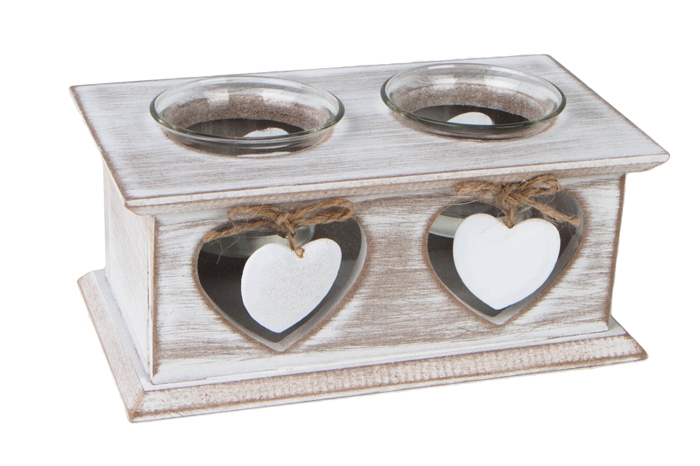 Подсвечник сердца на 2 свечи 18х8х10см  с подвеской