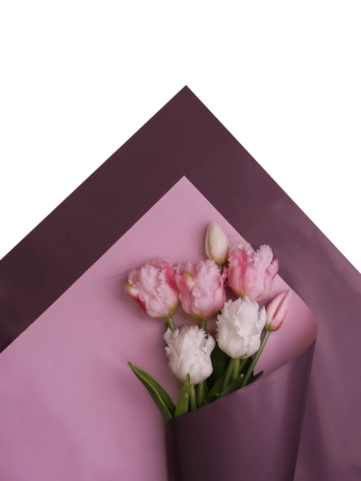 Пленка матовая 58смх58см 10 листов 65мкм двухцветная фиолетовый темный/сиреневый