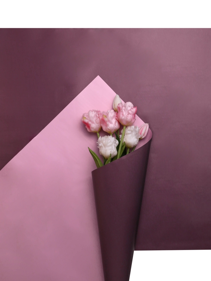 Пленка матовая 58смх58см 10 листов 65мкм двухцветная фиолетовый темный/сиреневый