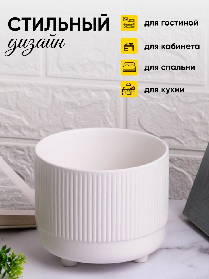 Кашпо керамика 13,5х13,5х11см 20Y1197 белый Кашпо керамика 13,5х13,5х11см 20Y1197 белый