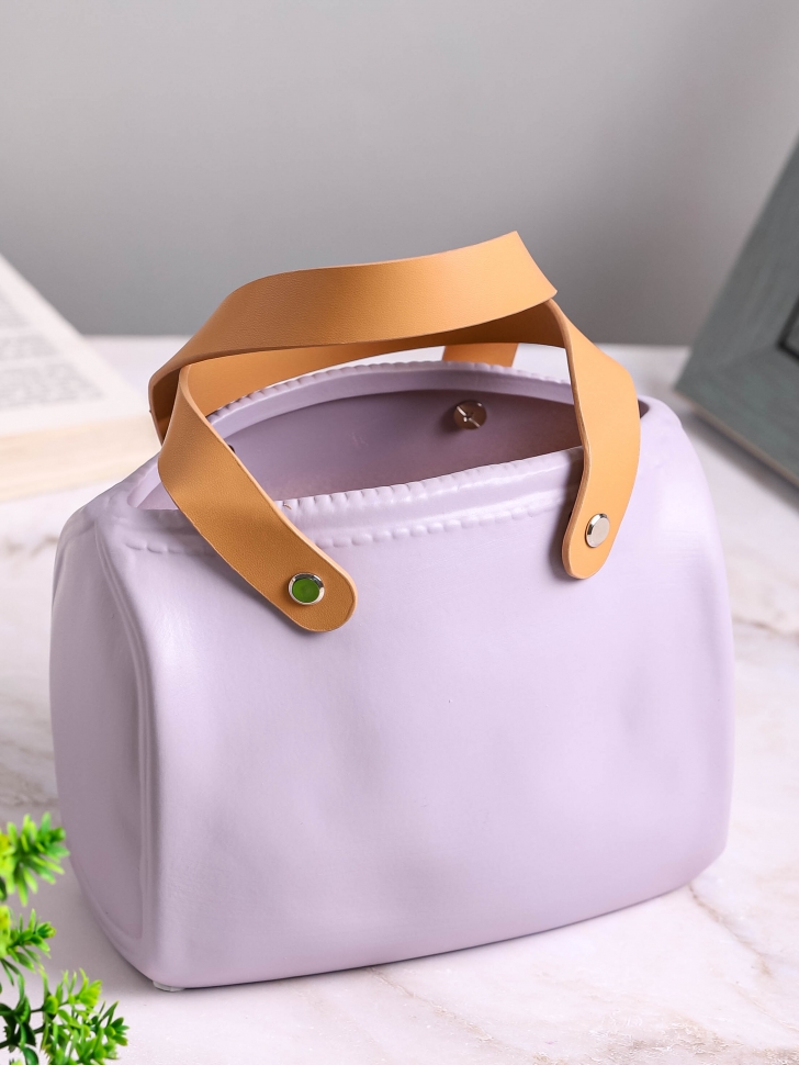 Кашпо керамика сумка 19х12х14,5см ZY2239 сиреневый