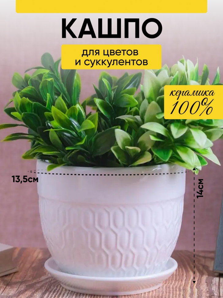 Кашпо керамика 14х14х12,5см TX55341 Кашпо керамика 14х14х12,5см TX55341