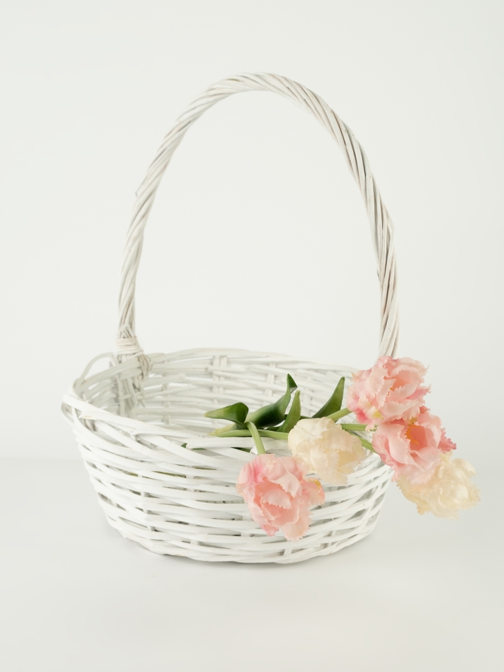 Корзина плетеная (ива) D31xH12/37см белый