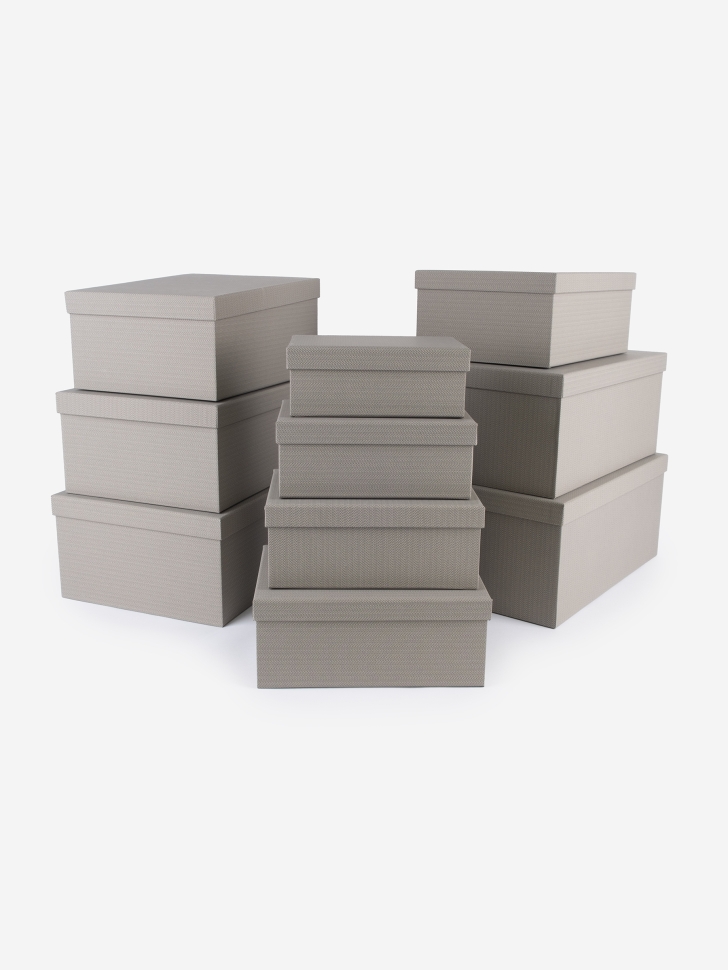 Коробка прямоугольник набор из 10шт 37,5х29х16см K112 твид серый