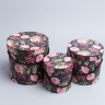 Коробка цилиндр набор из  3шт. 18х17,2см W15388-12 розы на чёрном