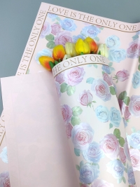 Пленка матовая 58смх58см 20 листов 65мкм Розы розовый