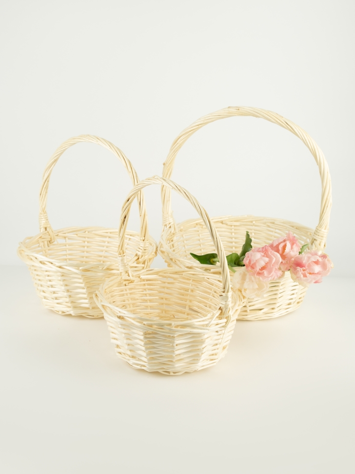 Корзина плетеная (ива) 3шт D35xH12/36см натуральный