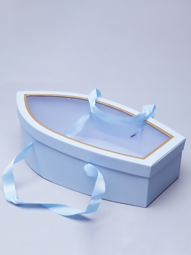 Коробка Лодочка 39,5х22,5х9,5/7,5см голубая кат.2