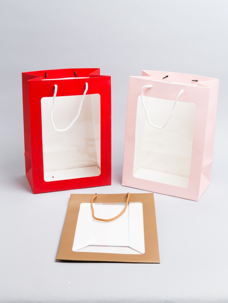 Плайм пакет для цветов 25х15х35см с прозрачным окном микс Плайм пакет для цветов 25х15х35см с прозрачным окном микс