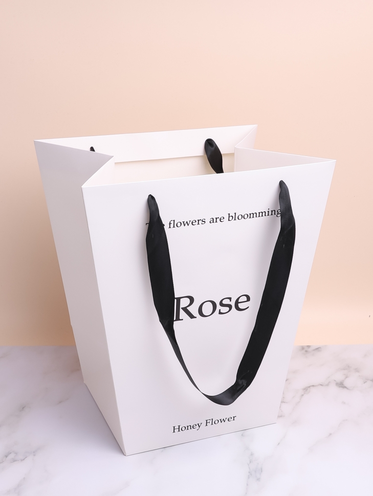 Плайм пакет для цветов трапеция H34х30х20см Rose белый