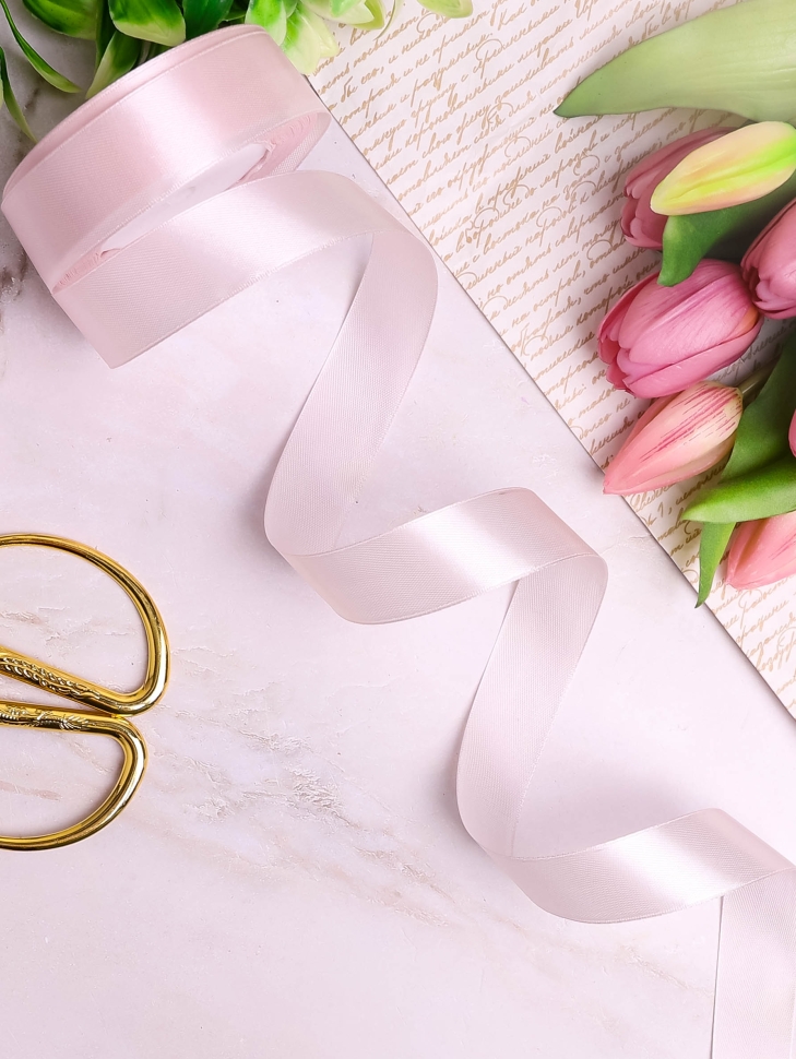 Лента атласная 25мм х 25 ярд JD розовый нежный Лента атласная 25мм х 25 ярд JD розовый нежный