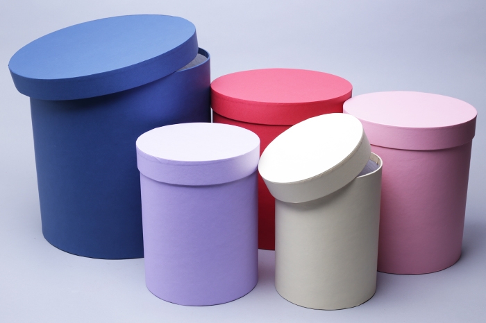 Коробка цилиндр набор из 5шт h30xd30см №83 однотонный микс Коробка цилиндр набор из 5шт h30xd30см №83 однотонный микс