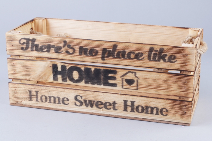 Ящик деревянный интерьерный 30х12х12см "Home" веревочные ручки экзотик Ящик деревянный интерьерный 30х12х12см "Home" веревочные ручки экзотик
