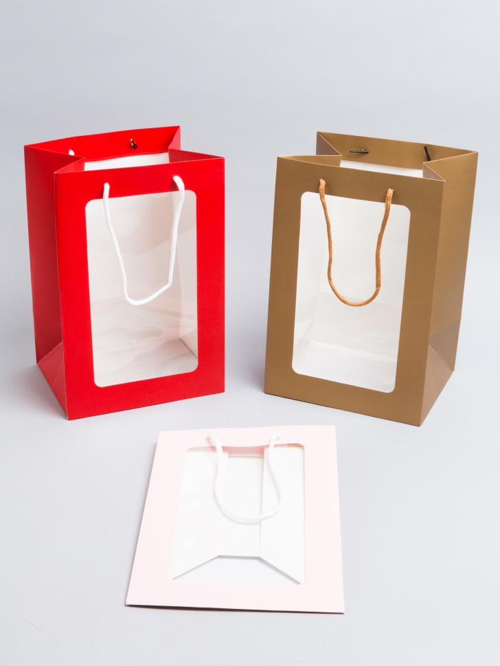 Плайм пакет для цветов 20х16х30см с прозрачным окном микс Плайм пакет для цветов 20х16х30см с прозрачным окном микс