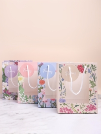 Сумочка подарочная 18x23x10см с окном, цветы