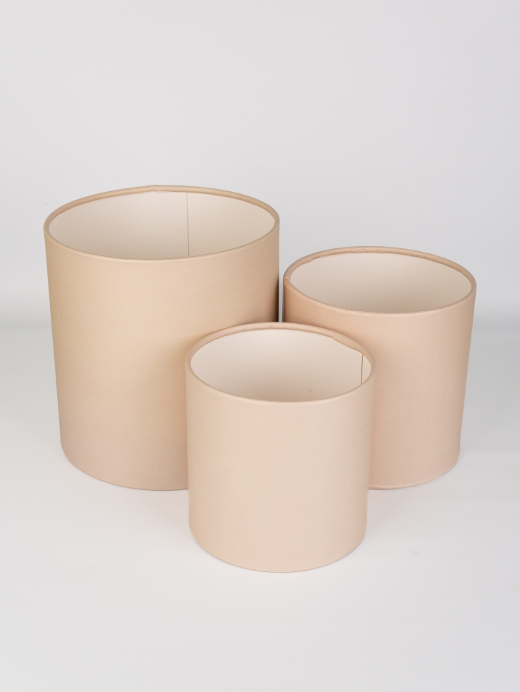 Коробка цилиндр набор из  3шт d21хh21 - d14хh14см б/крышки капучино