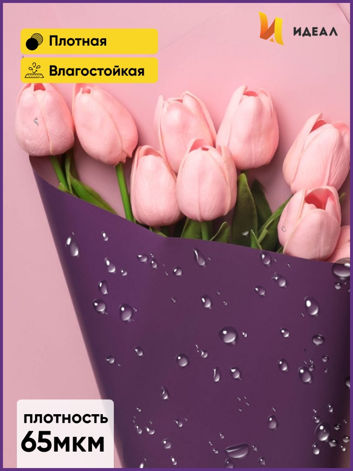 Пленка матовая 58смх58см 10 листов 65мкм РЦ двухцветная фиолет темный/пудра Пленка матовая 58смх58см 10 листов 65мкм РЦ двухцветная фиолет темный/пудра