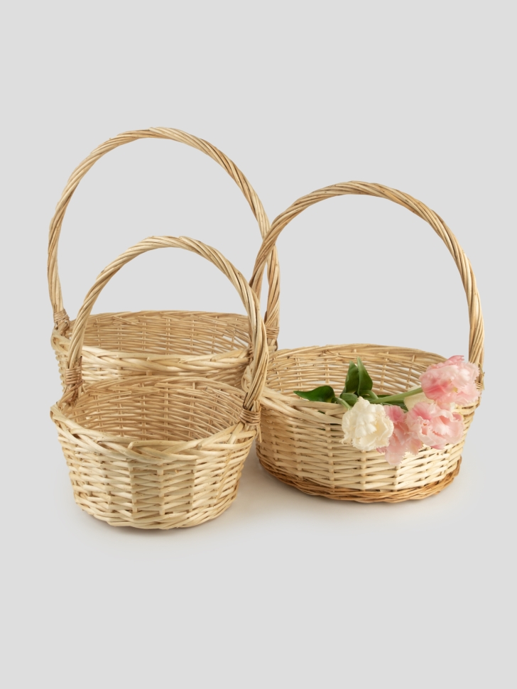 Корзина плетеная (ива) 3шт D38xH14/44см натуральный