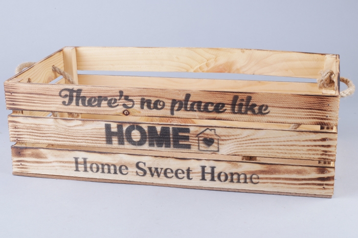 Ящик деревянный интерьерный 40х20х12см "Home" веревочные ручки экзотик Ящик деревянный интерьерный 40х20х12см "Home" веревочные ручки экзотик