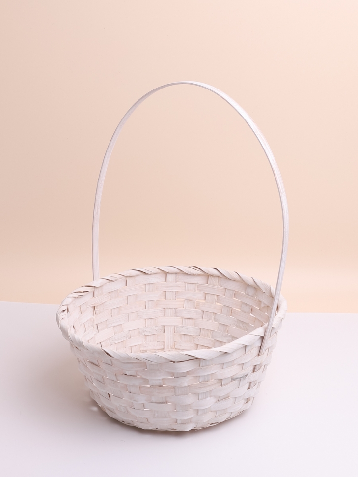 Корзина плетеная бамбук 5шт D26x11/35см белый