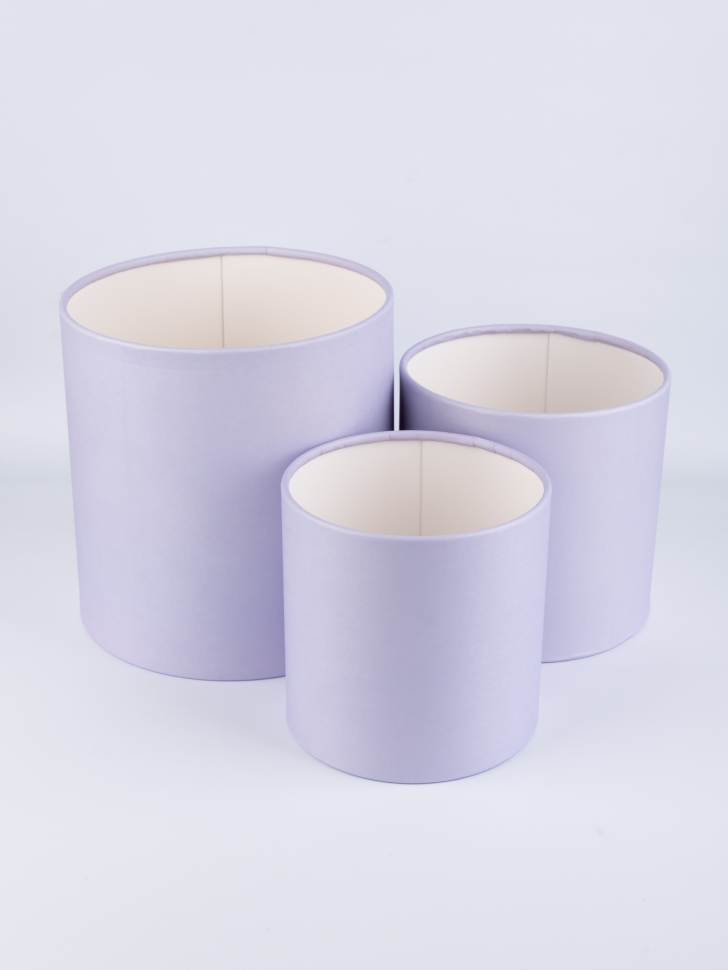 Коробка цилиндр набор из  3шт d21хh21 - d14хh14см б/крышки лавандовый
