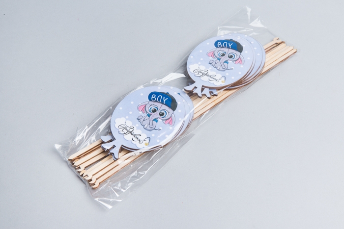 Вставка деревянная  Шар 7,5х10,5см 10шт Слоненок Поздравляем! Ш34