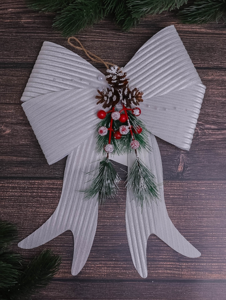 Бант НГ 25х30см серебро