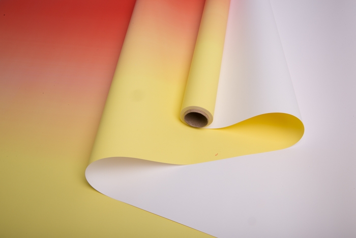 Пленка матовая 65мкм 58см х 10м переход красно-оранж/желтый