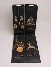 Сумочка подарочная под бутылку НГ 35х9x12см 530-66 черный микс