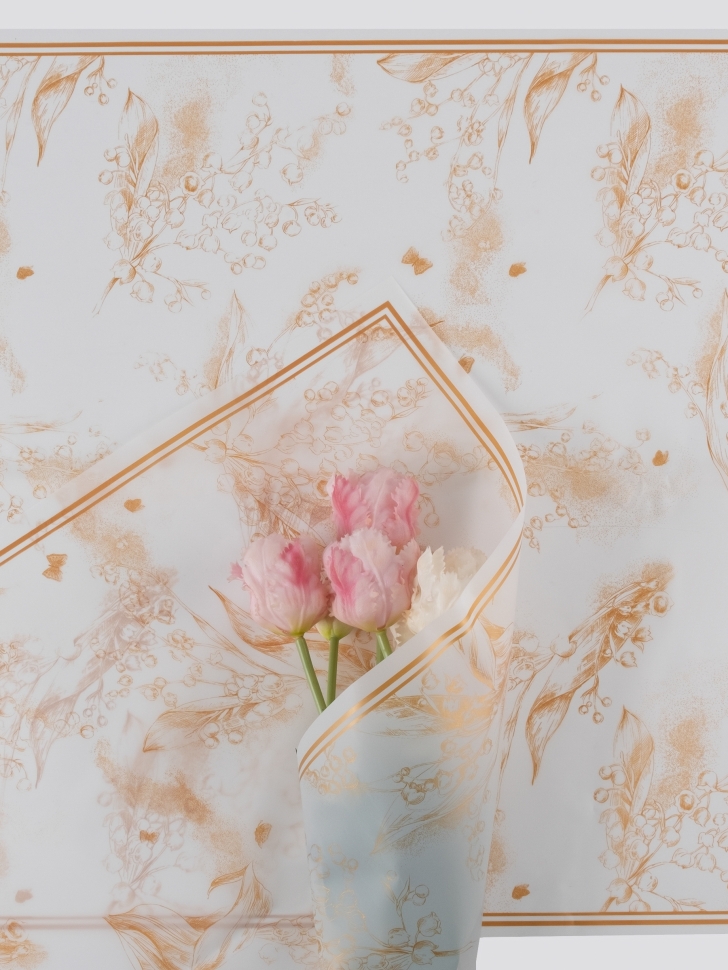 Пленка матовая 58смх58см 20 листов 50мкм Грация белый золото