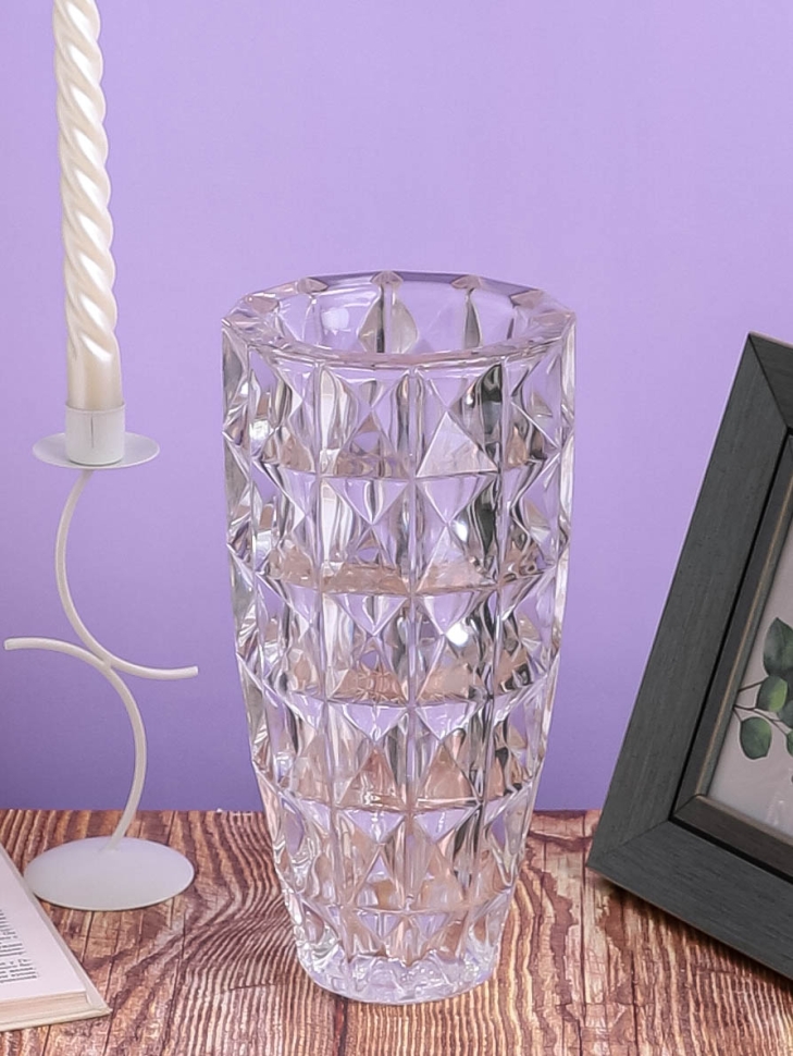 Ваза стекло Коническая H27 D13см К рельефная 3 Ваза стекло Коническая H27 D13см К рельефная 3