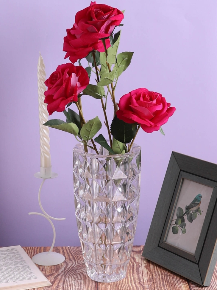 Ваза стекло Коническая H27 D13см К рельефная 3 Ваза стекло Коническая H27 D13см К рельефная 3