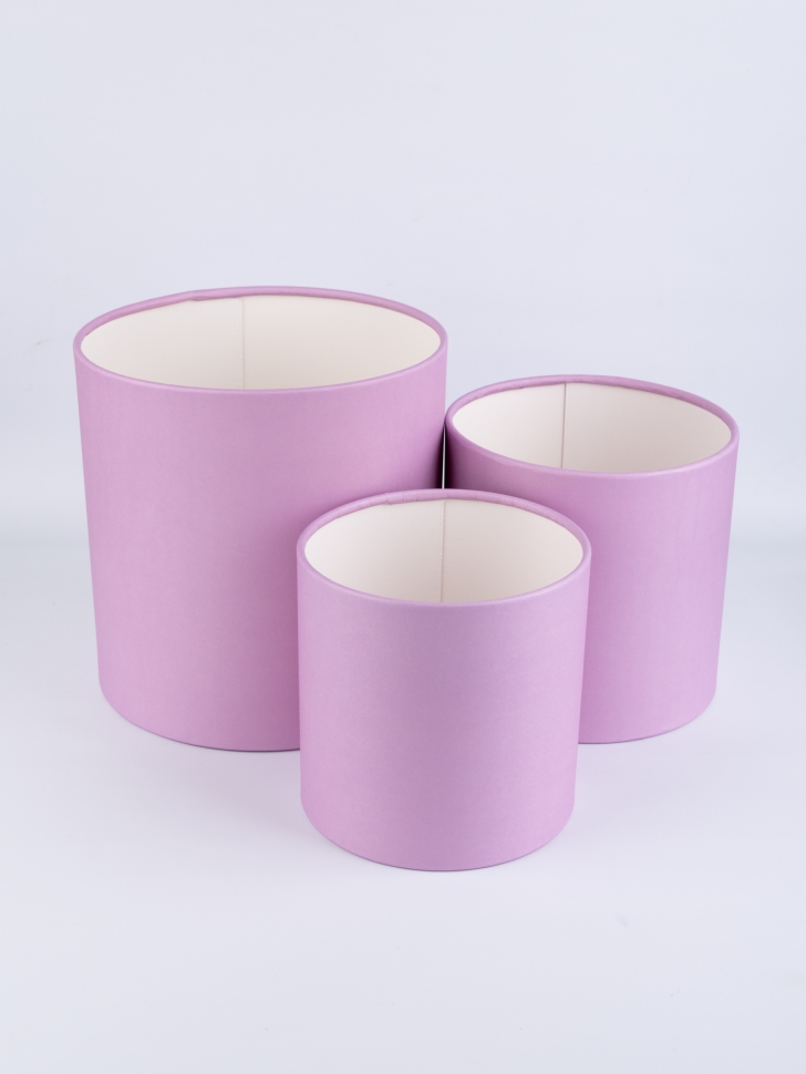 Коробка цилиндр набор из  3шт d21хh21 - d14хh14см б/крышки лиловый