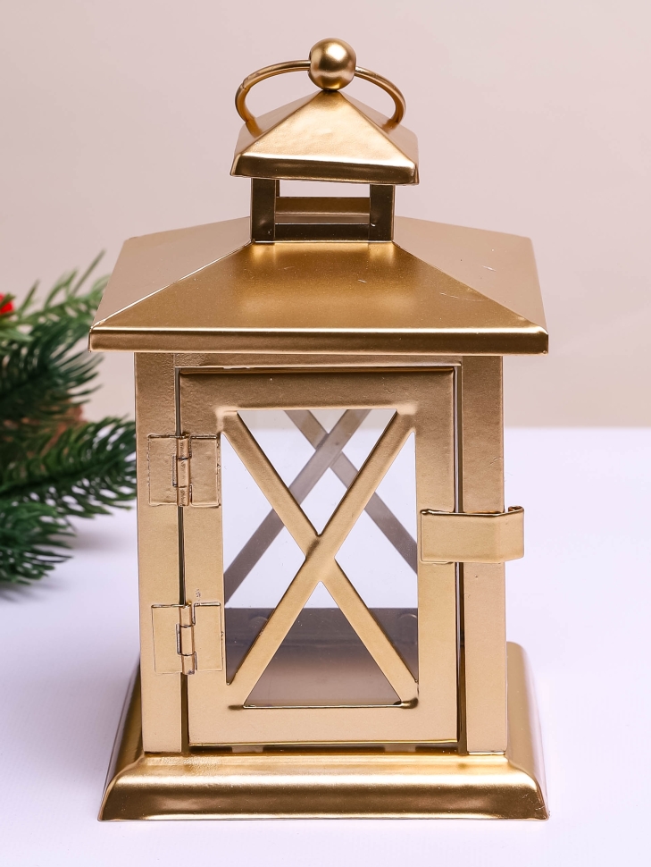 Подсвечник Фонарь металлический 12х12х20см LNWB-3 золото