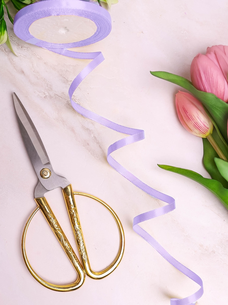 Лента атласная  6мм х 25ярд сиреневый светлый