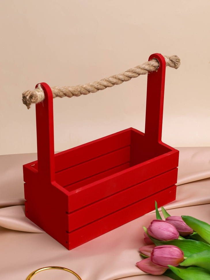 Ящик деревянный с канатом №20 25,5х13хh11 h27см красный Ящик деревянный с канатом №20 25,5х13хh11 h27см красный