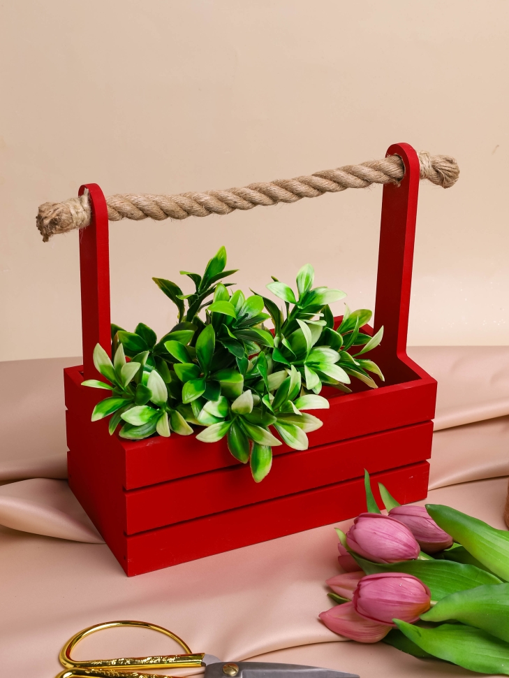 Ящик деревянный с канатом №20 25,5х13хh11 h27см красный Ящик деревянный с канатом №20 25,5х13хh11 h27см красный