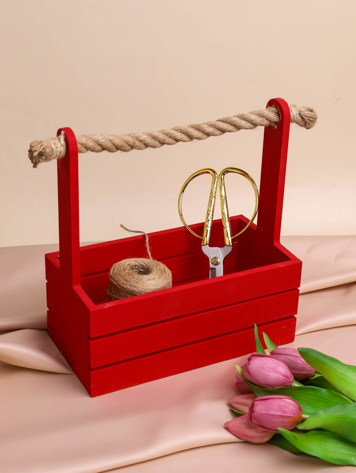 Ящик деревянный с канатом №20 25,5х13хh11 h27см красный Ящик деревянный с канатом №20 25,5х13хh11 h27см красный