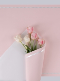 Пленка матовая 58смх58см 20 листов 65мкм Жемчужный кант розовый