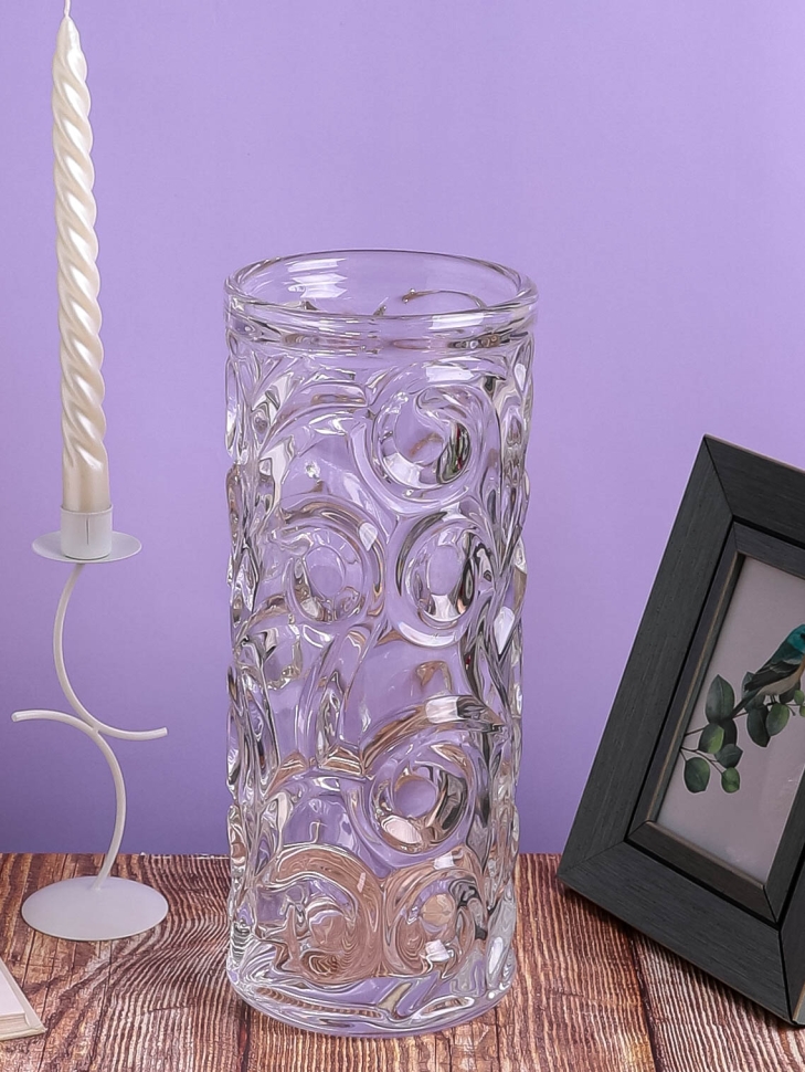 Ваза стекло Трубка H29 D13см К 4 рельефная