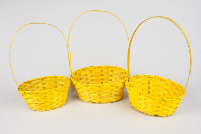 Корзина плетеная бамбук 3шт 27х21x10/38см, желтый Корзина плетеная бамбук 3шт 27х21x10/38см, желтый