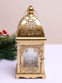 Подсвечник Фонарь металлический 10х10х20см LNWB-4 золото