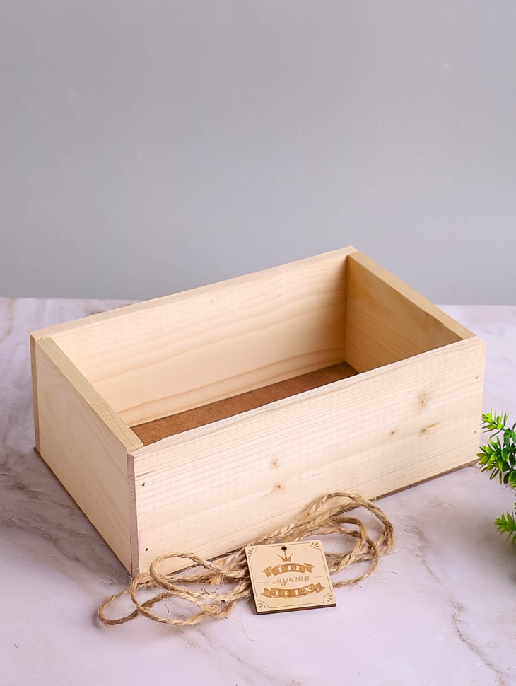 Ящик деревянный с шильдиком 24,5х16х9,5см №2 натуральный Ящик деревянный с шильдиком 24,5х16х9,5см №2 натуральный